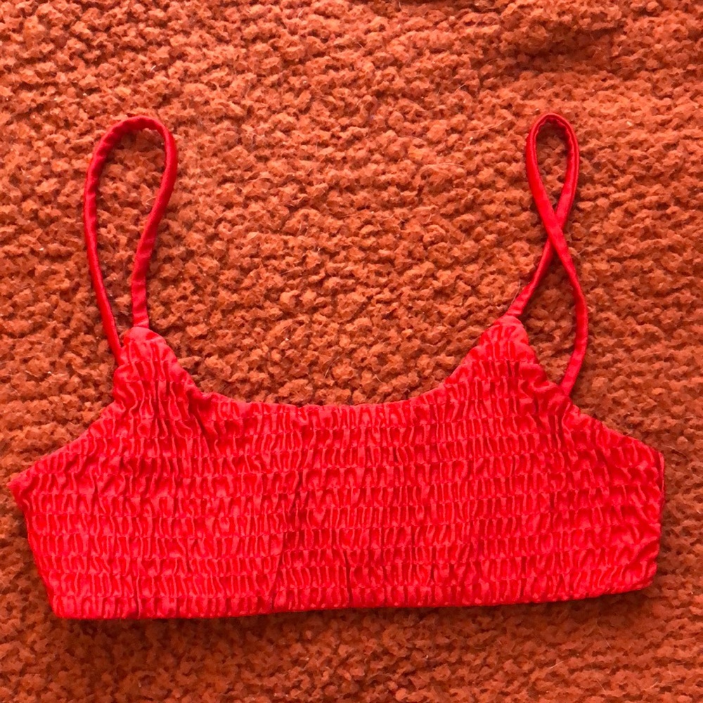 Ruched red bikini top